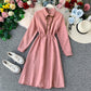 French retro super fairy waist skirt core velvet shirt dress  3401