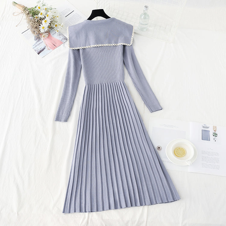 Hepburn style long pleated bottom temperament slim fit inner skirt  2306