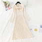 Hepburn style long pleated bottom temperament slim fit inner skirt  2306