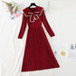Hepburn style long pleated bottom temperament slim fit inner skirt  2306