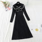 Hepburn style long pleated bottom temperament slim fit inner skirt  2306