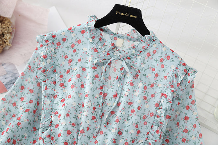 The new women's floral dress shows thin temperament at the waist  2246
