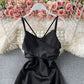 Open back strap waist V-neck suspender dress  3171