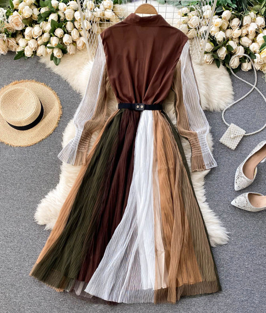 Stylish long sleeve dress shirt dress  1311