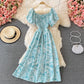 Slim square neck bubble sleeve dress  3061