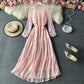 Narrow waist chiffon dress with long sleeves  3029