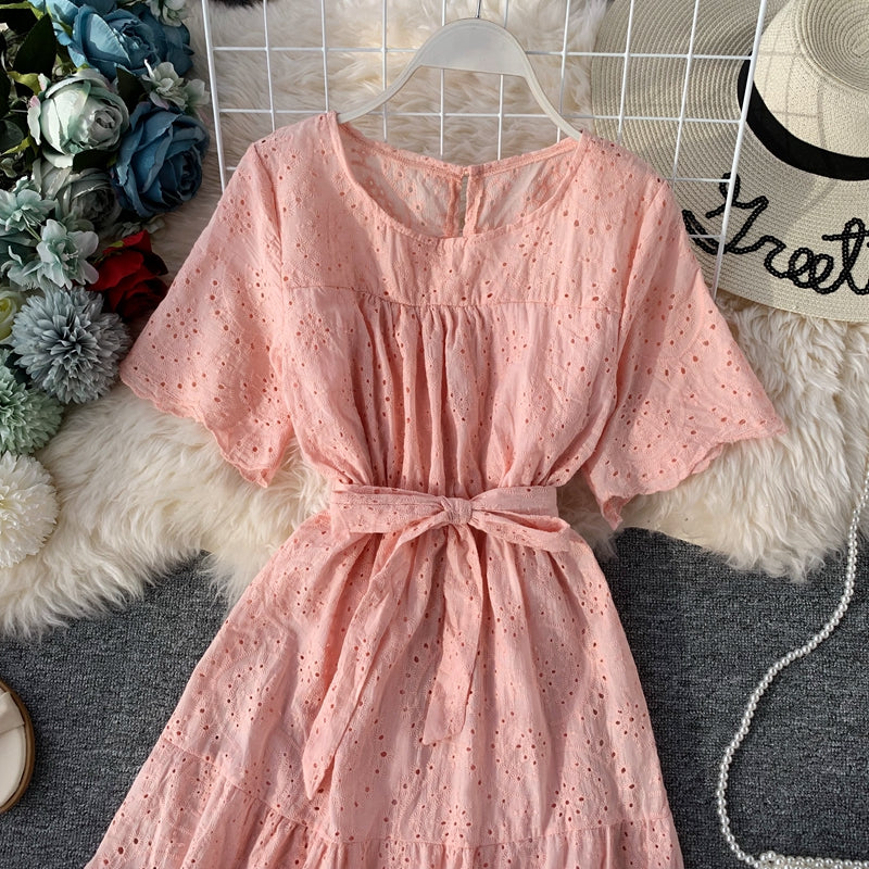 Super fairy sweet skirt waist Ruffle Dress large swing skirt long skirt  3132