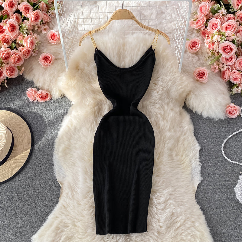 Ice silk knitted suspender dress  2996
