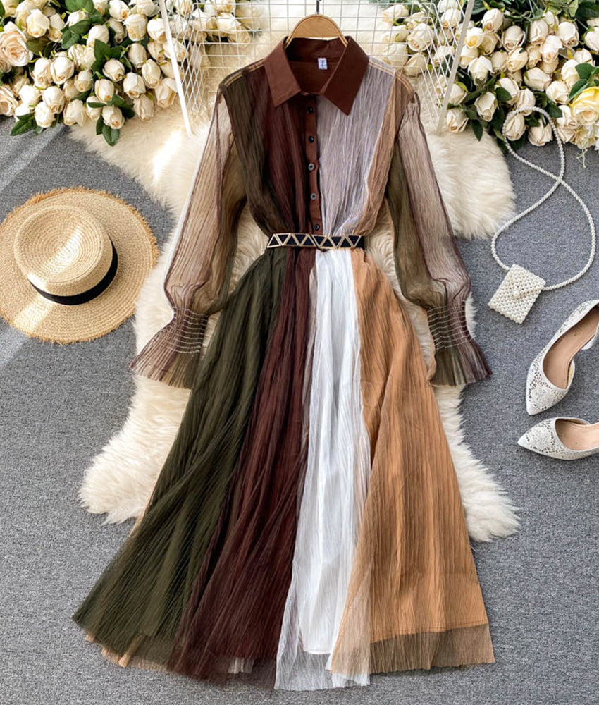 Stylish long sleeve dress shirt dress  1311