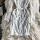 Round neck fluffy long sleeve Hip Wrap A-line skirt  2880