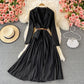 Design sense: small crowd, narrow waist, thin suit collar, Pleated Dress  3371