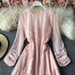 Narrow waist chiffon dress with long sleeves  3029