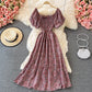 Slim square neck bubble sleeve dress  3061
