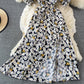 Narrow waist, thin bubble sleeve, first love, gentle wind, long skirt  3344