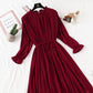 Wave point dress new autumn and winter dress French retro broken flower chiffon long skirt  2128