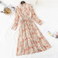 Chiffon dress women's new French Vintage Floral pleated skirt  2160