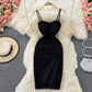 Lace dress feminine elegant split rose powder  2774