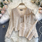 Short cardigan coat women's knitted top two piece suit  1576