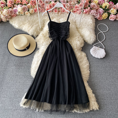 Waist closing suspender skirt children's super fairy mesh splicing large swing long skirt  2745