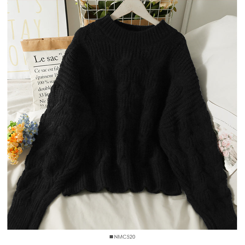 Sweater women's season loose and thin linen pattern round neck sweater  2021