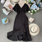 Ruffle front short back irregular middle skirt irregular dress  3400