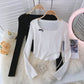 New women's long sleeve T-shirt design short top  1589