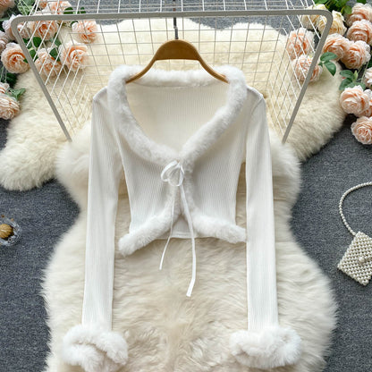 Slim fit short lace up cardigan top  1626
