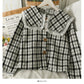 Hong Kong style retro tassels woolen baby collar tweed short shirt style coat women  2119