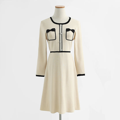 Knitted dress temperament small fragrance skirt thin bottomed skirt  2265