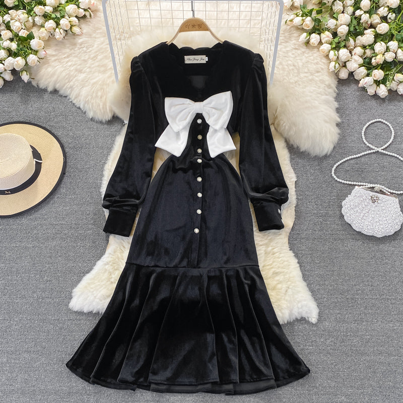 Gesäßkleid aus Temperament-Samt mit Fischschwanz 3270