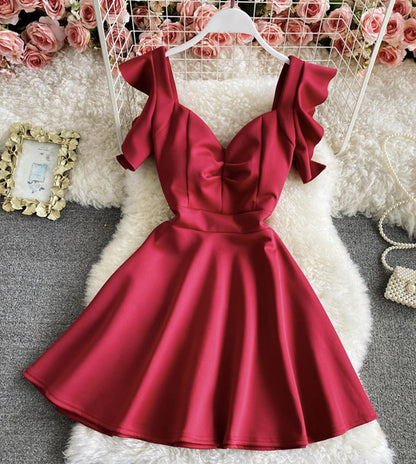 Cute A line backless short dress  1323