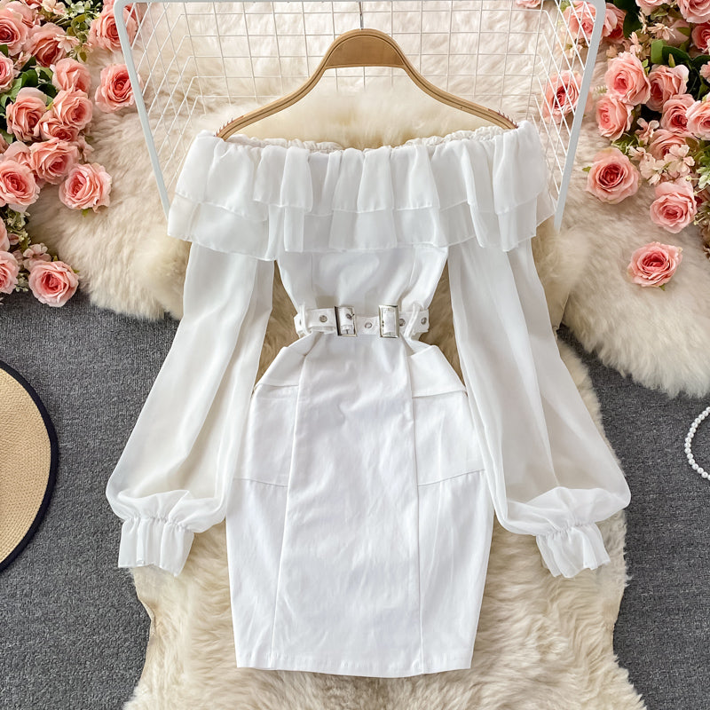 Schulterfreies Lotusblattkleid 3098 im Stil der königlichen Schwester