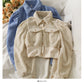 Korean short single breasted cardigan Lapel slim fit versatile long sleeved top fashion  2107