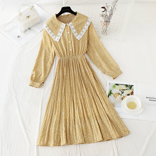 French tea break lace doll neck pleated fairy Chiffon Skirt  2262