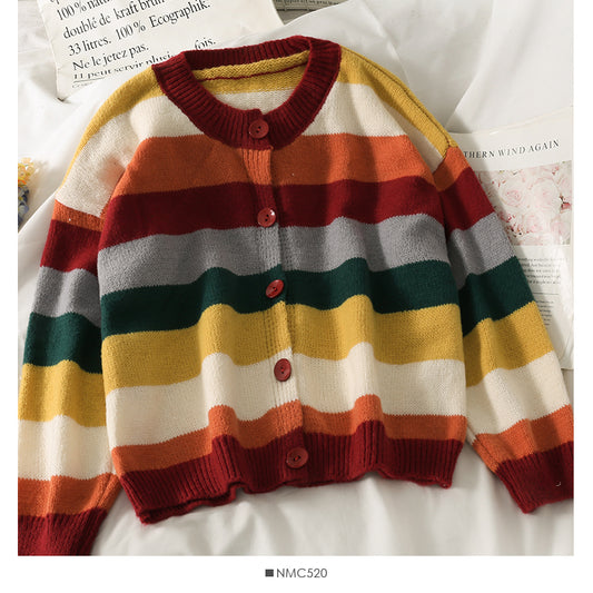 Eleganter lockerer dünner Cardigan mit Kontrastnähten von 1980