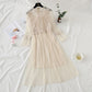 Lace stitched mesh dress women's super fairy suspender skirt two-piece set  2449