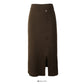 Korean retro breasted medium and long split Knit Skirt  2598