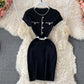 Slim round neck knitted Hip Wrap Dress  2975