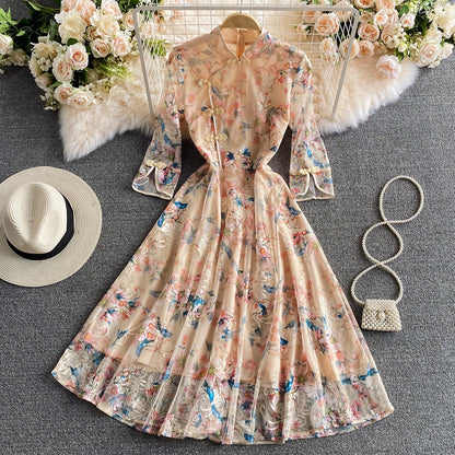 New cheongsam embroidery dress  2963