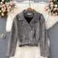 French retro temperament Lapel thousand bird high waist short style  1568