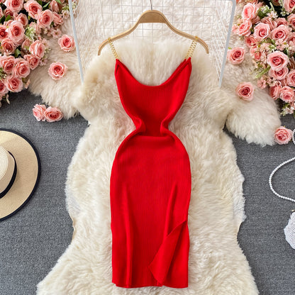 Ice silk knitted suspender dress  2996