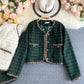 Jacket female autumn versatile slim retro tweed  1491