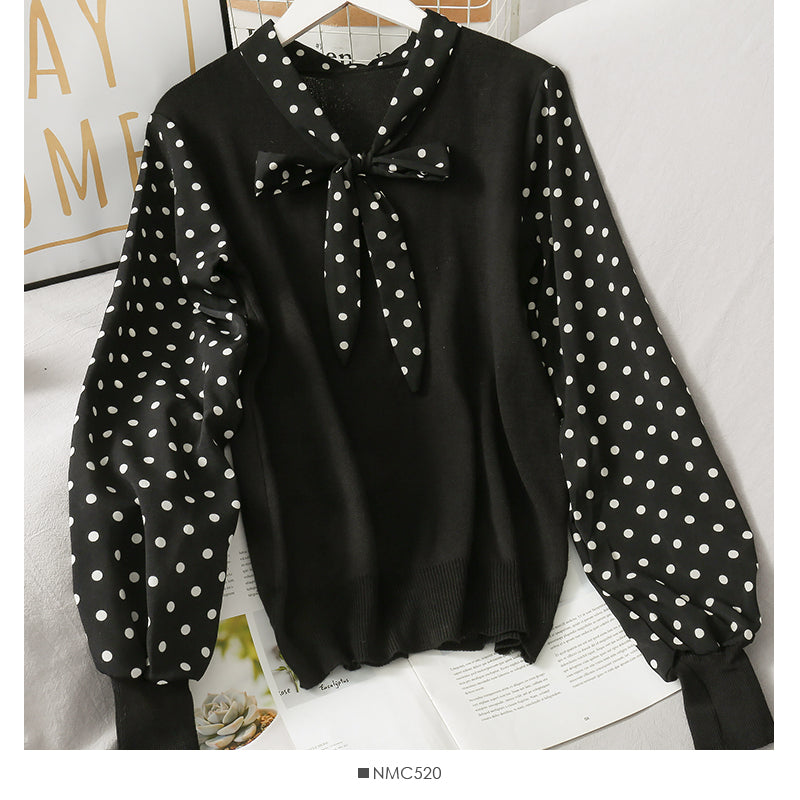 Han Fan lace up stand neck slim bottomed sweater  1906