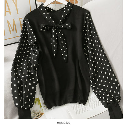 Han Fan lace up stand neck slim bottomed sweater  1906