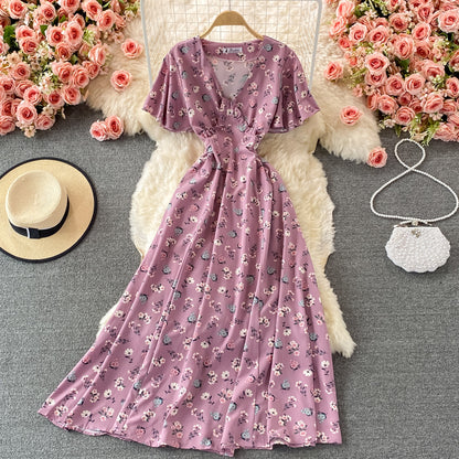 Retro waist, slim temperament, elegant long skirt  3073