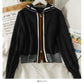 Hooded sweater women's stripe loose slim zipper sweater  2014
