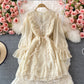 Long Sleeve Ruffle V-neck dress  3079