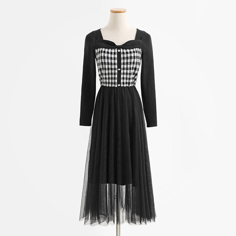 Women's stitched mesh small fragrant dress  2338