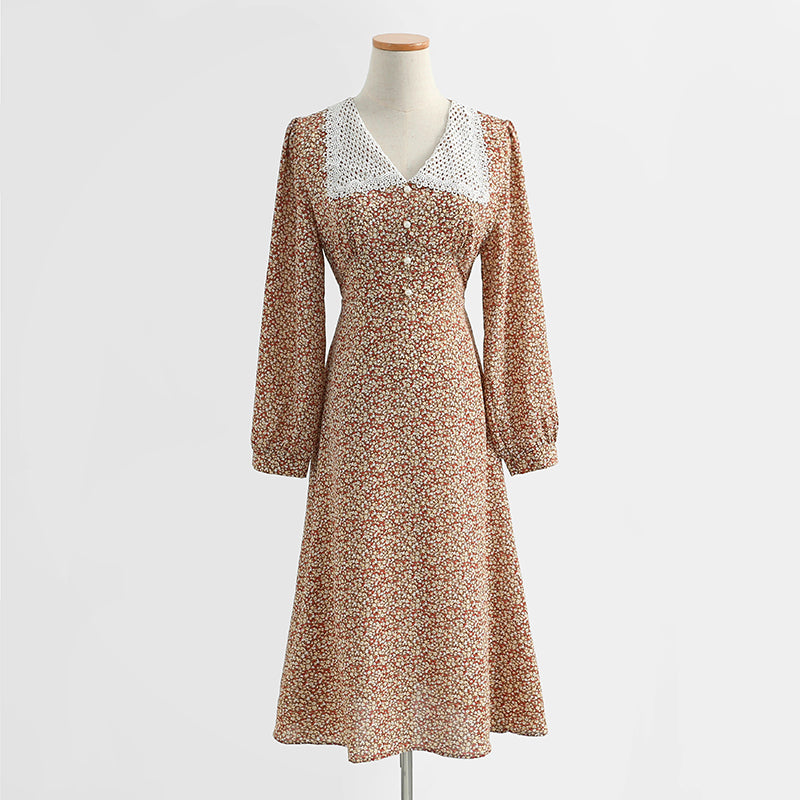 New lace doll neck fairy French waist closing temperament bottomed skirt  2316