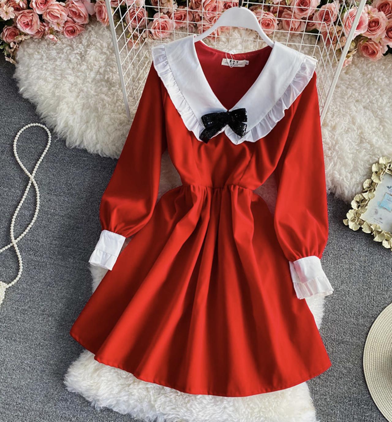Cute A line long sleeve dress fashion dress  1306